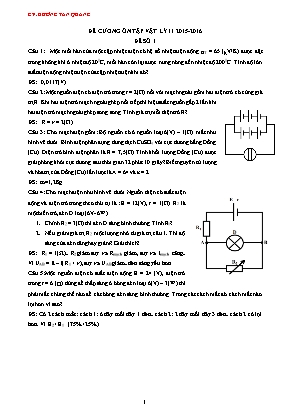 Đề cương ôn tập môn Vật lý Lớp 11 - Năm học 2015-2016 - Dương Tấn Quang